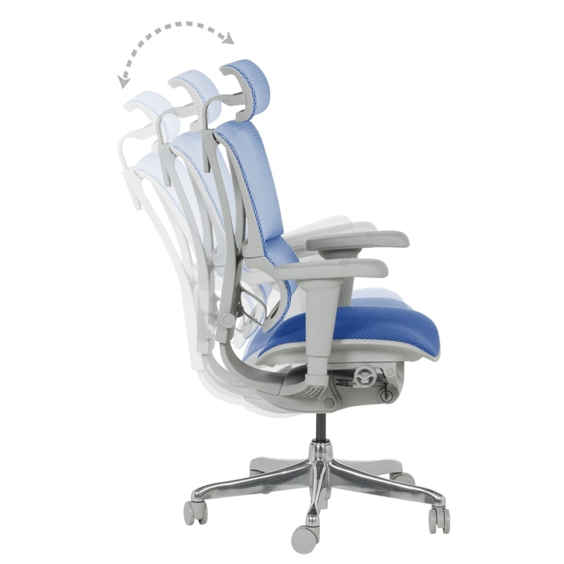 Ергономичен офис стол Ultra сива рамка-син